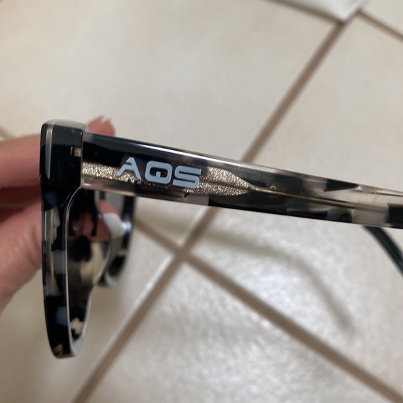 AQS Silver & Black Tortoise Large Mirrored Polarized Sunglasses Womens Cat Eye - Picture 4 of 6